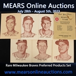 1950s Milwaukee Braves Preferred Products Autograph Portraits and 2" Pinback Button (Lot of 13)