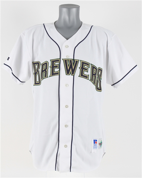 1995 Mike Ignasiak Milwaukee Brewers Game Worn Home Jersey (MEARS LOA)