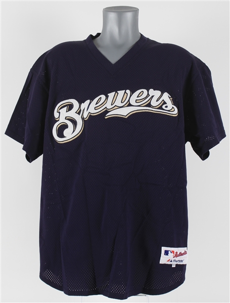 2001 Jeff DAmico Milwaukee Brewers Batting Practice Jersey w/ Post-9/11 USA Flag Patch (MEARS LOA)