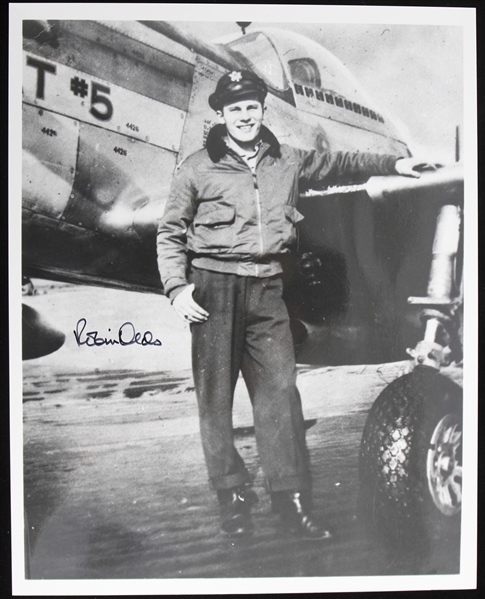 1943-1973 Robin Olds (d.2007) WW2 and Vietnam War Army Air Force Pilot Autographed 8x10 B&W Photo (JSA)