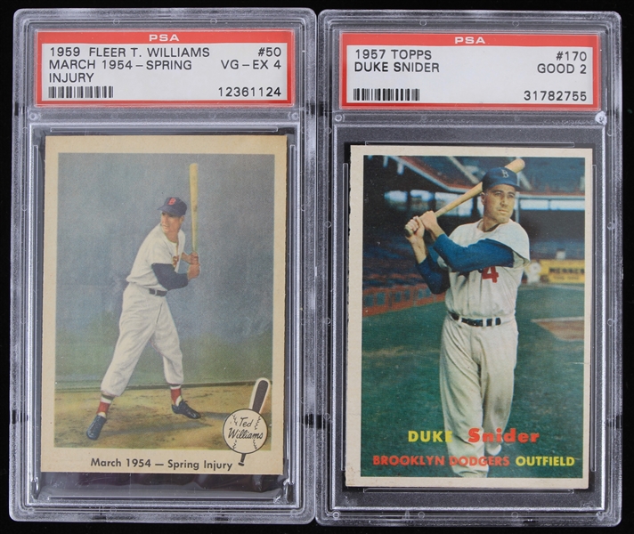 1957-1959 Duke Snider Brooklyn Dodgers and Ted Williams Boston Red Sox Trading Cards (Lot of 2) (PSA Slabbed)