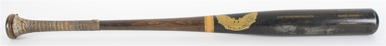 2001 Barry Bonds San Francisco Giants SamBat Professional Model Bat (MEARS A8 & PSA GU 8) Used by Benito Santiago