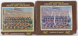 1961 World Champion Green Bay Packers Rahrs Beer Team Photo Displays - Lot of 2