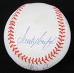 1990-92 Sandy Koufax Bob Feller Nolan Ryan No Hit Kings Multi Signed OAL Brown Baseball (JSA)