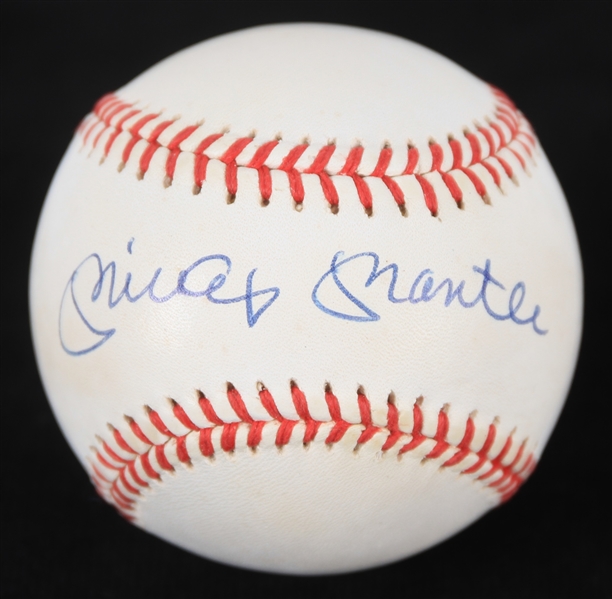 1990-92 Mickey Mantle New York Yankees Signed OAL Brown Baseball (JSA)