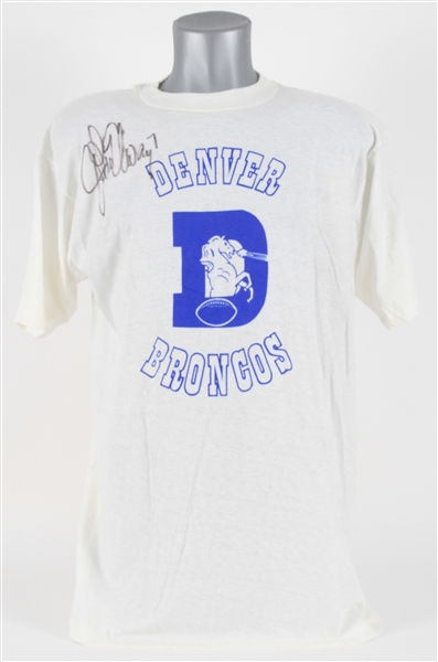 1980s John Elway Denver Broncos Signed T-Shirt (JSA)
