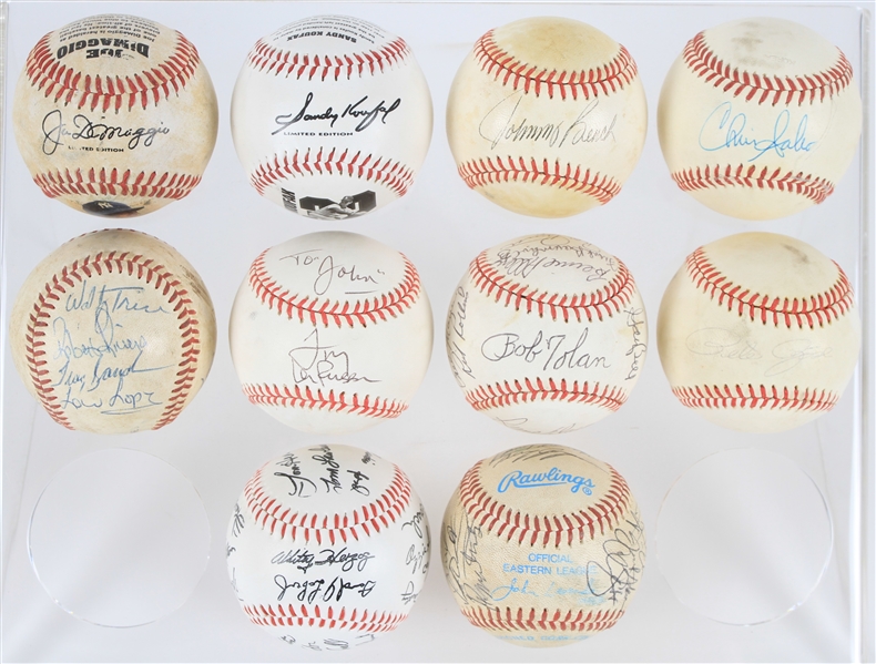 1980s-90s Baseball Collection - Lot of 10 w/ Signed (LaRussa, Bench, Rose, Sabo), FotoBalls (DiMaggio, Koufax) & More