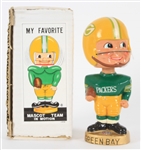 1968 Green Bay Packers 7" Gold Base Vintage Nodder w/ Original Box