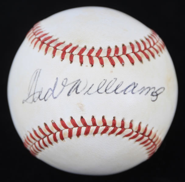 1985-89 Ted Williams Boston Red Sox Signed OAL Brown Baseball (JSA)