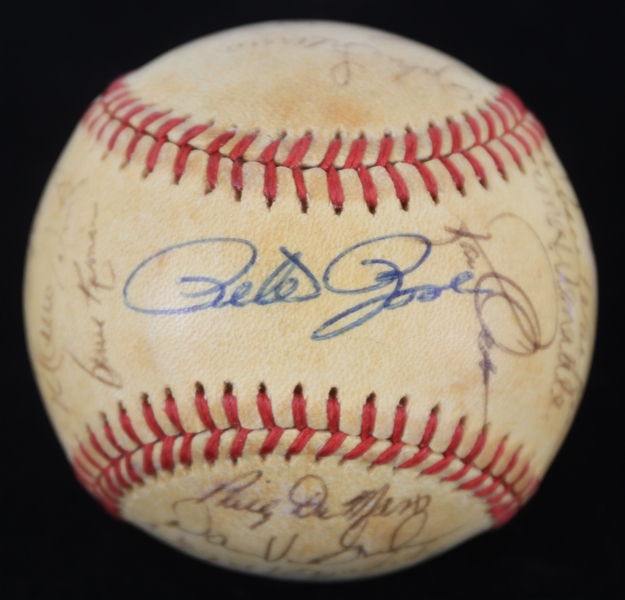 1985 Cincinnati Reds Team Signed ONL Feeney Baseball w/ 25 Signatures Including Pete Rose, Tony Perez, Jim Kaat, Dave Parker & More (JSA)