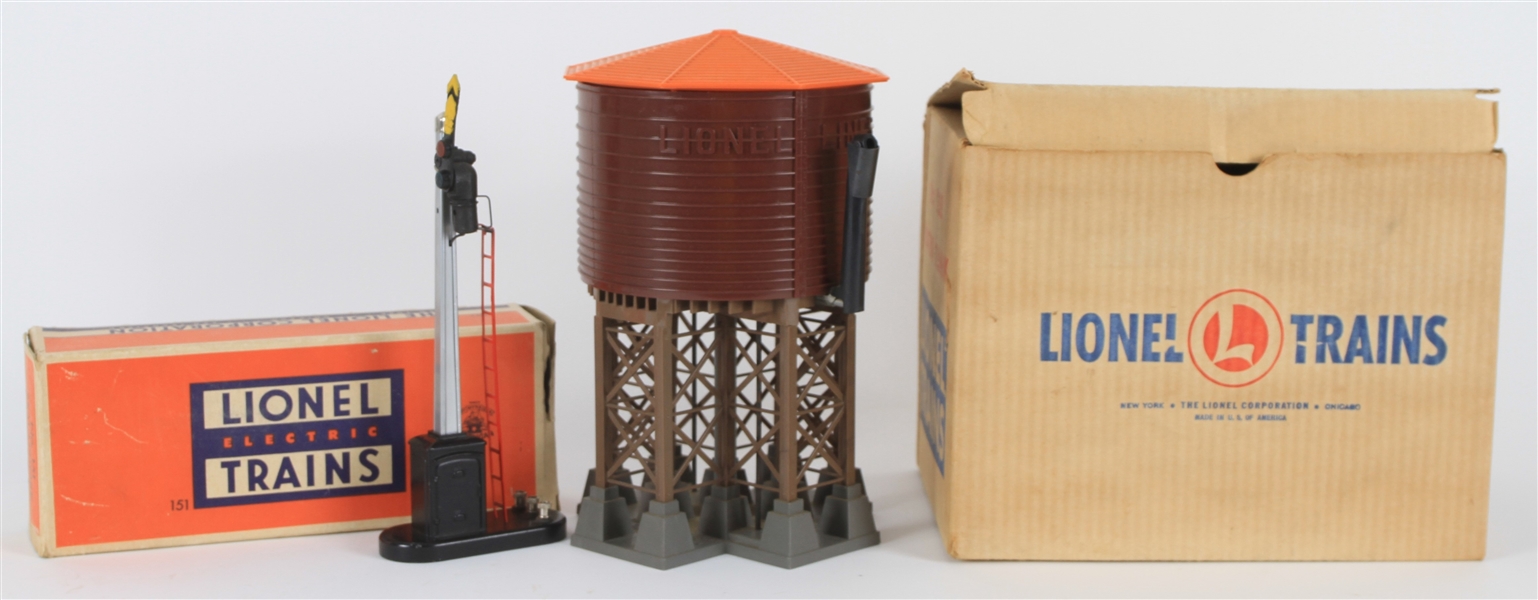 1950s Lionel Trains MIB #138 Water Tank and #151 Semaphore Model Train Accessories