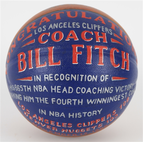 1995 Bill Fitch Los Angeles Clippers 865th Career Victory ONBA Stern Game Used Basketball (MEARS LOA)