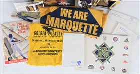 1970's-2010's Marquette Golden Eagles Milwaukee Brewers Memorabilia Collection - Lot of 24 w/ Publications, Bobbles, Golf Club Covers & More