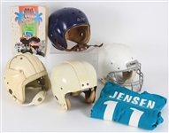 1950s-90s Football Memorabilia Collection - Lot of 6 w/ Vintage Helmets, Jim Jensen Jersey & 1994 Rose Bowl Program
