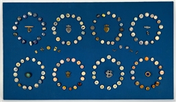 1890s-1920s Bicycle Pinback Button Collection - Lot of 145 on 21" x 37" Display Board