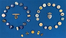 1890's-1920's Bicycle Pinback Button Collection - Lot of 145 on 21 x 37 Display Board
