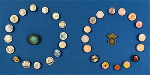 1890's-1920's Bicycle Pinback Button Collection - Lot of 145 on 21 x 37 Display Board