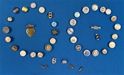 1890's-1920's Bicycle Pinback Button Collection - Lot of 145 on 21 x 37 Display Board