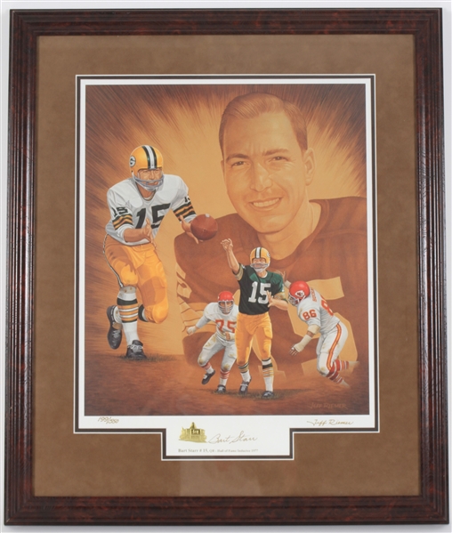 1998 Bart Starr Green Bay Packers Signed 25" x 30" Hall of Fame Lithograph (JSA) 199/550 