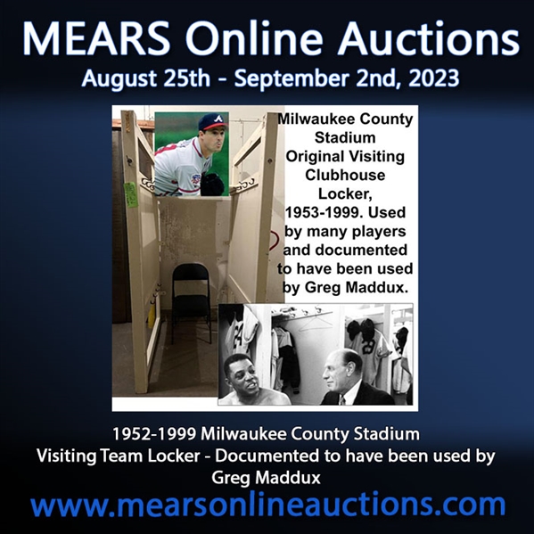 1953-1999 Milwaukee County Stadium Visting Team Locker Documented to Have Been Used by Greg Maddux