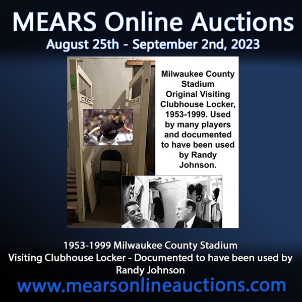 1953-1999 Milwaukee County Stadium Visting Team Locker Documented to Have Been Used by Randy Johnson