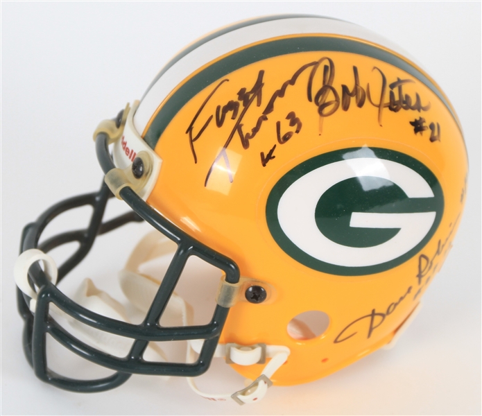 2000s Green Bay Packers Multi Signed Mini Helmet w/ 8 Signatures Including Fuzzy Thurston, Dave Robinson, Bob Jeter & More (JSA)