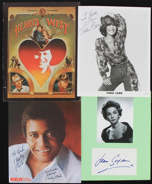 1960s-1970s Charley Pride Jeff Bridges and More Autographed Cut 8"x10" B&W and Colored Photos (JSA) (Lot of 4)