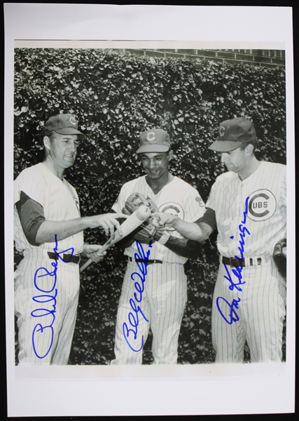 1968-1972 Don Kessinger Billy Williams Phil Regan Chicago Cubs Autographed 8"x10" B&W Photo (JSA)