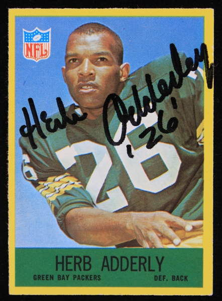 1967 Herb Adderley (d.2020) Green Bay Packers Autographed Philadelphia Trading Card #74 (JSA)