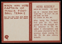 1967 Herb Adderley (d.2020) Green Bay Packers Autographed Philadelphia Trading Card #74 (JSA)