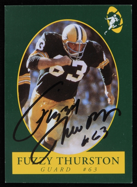 1959-1967 Fuzzy Thurston (d.2014) Green Bay Packers Autographed Commemorative Trading Card (JSA)