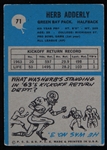1964 Herb Adderly (d.2020) Green Bay Packers Autographed Philadelphia Trading Card #71 (JSA)