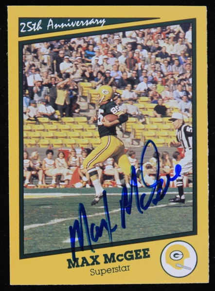 1990 Max McGee (d.2007) Green Bay Packers Autographed Commemorative 25th Anniversary Trading Card (JSA)