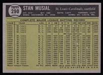 1961 Stan Musial St. Louis Cardinals Topps Trading Card #290
