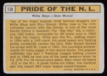 1963 Stan Musial St. Louis Cardinals Willie Mays San Francisco Giants Pride of N.L. Topps Trading Card #138