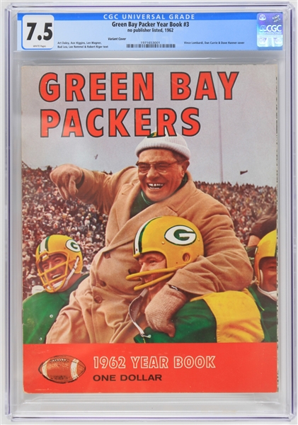 1962 Green Bay Packers Year Book RARE RED VARIANT (CGC Graded 7.5 and Slabbed)