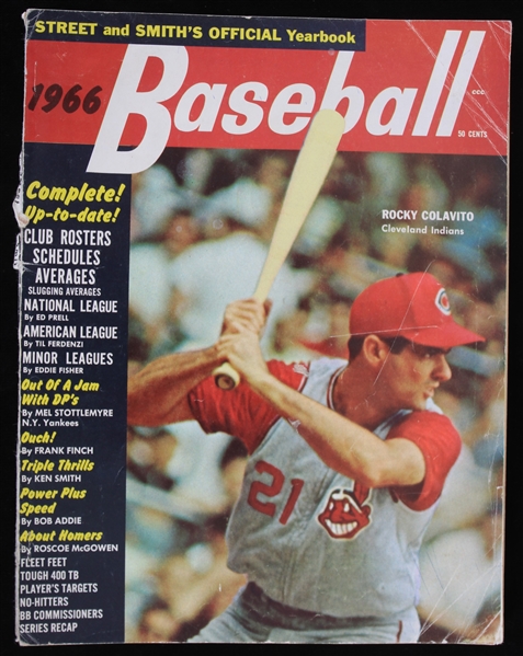 1966 Street and Smiths Official Baseball Yearbook with Rocky Colavito Cleveland Indians on the Cover 