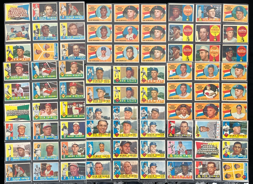 1960 Gus Bell Cincinnati Reds Frank Howard Los Angeles Dodgers Dick Gray St. Louis Cardinals and More Topps Trading Cards (Lot of 113)