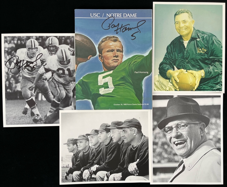 1950s-1980s Paul Hornung Green Bay Packers and Notre Dame Fighting Irish Autographed Program and 8"x10" B&W Photo and More (JSA) (Lot of 5)