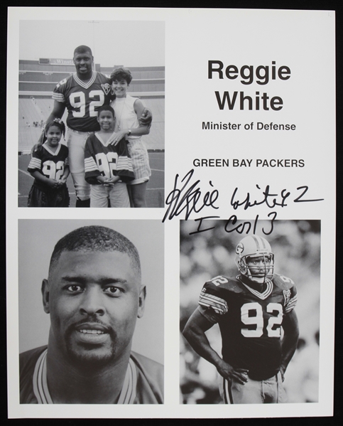 1993-1998 Reggie White (d.2004) Green Bay Packers Autographed 8"x10" B&W Photo (JSA)