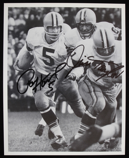 1958-1966 Paul Hornung (d.2020) and Jim Taylor (d.2018) Green Bay Packers Autographed 8"x10" B&W Photo (JSA)