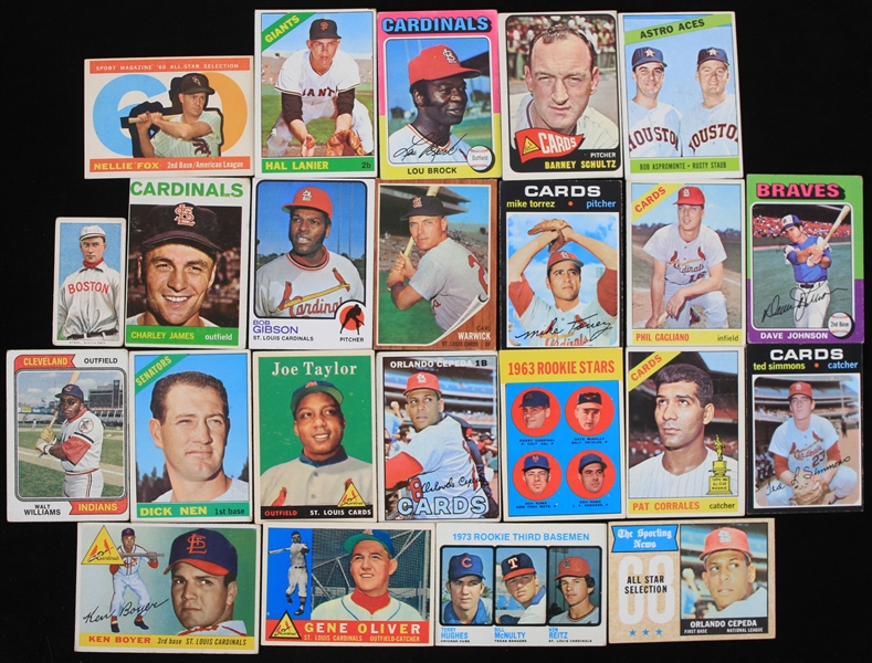 1909-1975 Jake Stahl Boston Red Sox T206 Piedmont 150 Orlando Cepeda St. Louis Cardinals Nellie Fox Chicago White Sox and More Topps Trading Cards (Lot of 23)
