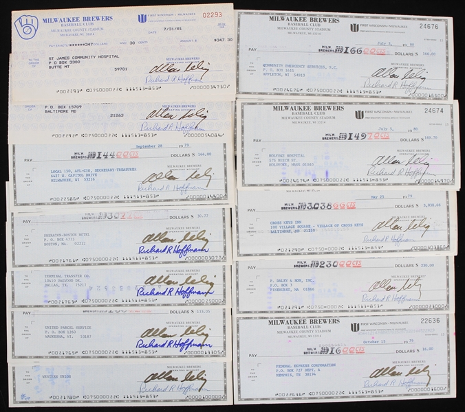 1977-1981 Allen "Bud" Selig Milwaukee Brewers Signed Checks (Lot of 28)