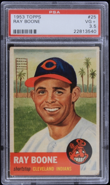 1953 Ray Boone Cleveland Indians Topps Trading Card #25 (Graded VG+ 3.5)