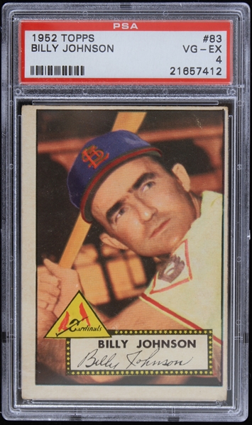 1952 Billy Johnson St. Louis Cardinals Topps Trading Card #83 (Graded VG-EX 4)