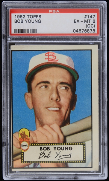 1952 Bob Young St. Louis Browns Topps Trading Card #147 (Graded EX-MT 6 (OC))
