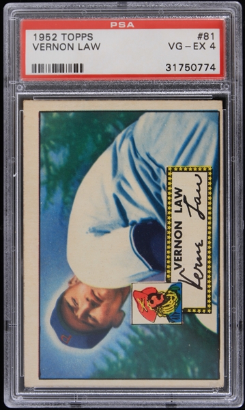 1952 Vernon Law Pittsburgh Pirates Topps Trading Card #81 (Graded VG-EX 4)