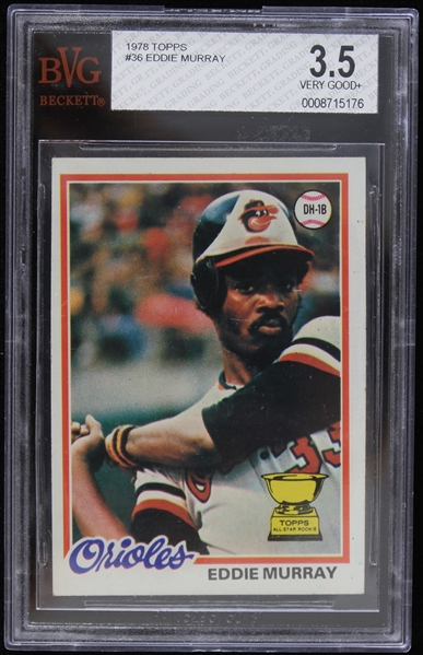 1978 Eddie Murray Baltimore Orioles Topps Trading Card #36 (Beckett Graded VG 3.5)
