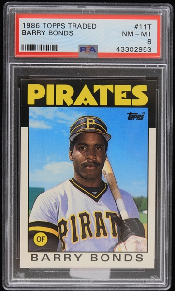 1986 Barry Bonds Pittsburgh Pirates Topps Traded Trading Card #11T (Graded NM-MT 8)