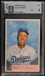 1954 Duke Snider Brooklyn Dodgers Bowman Trading Card #170 (Global Authentication Graded VG 3)